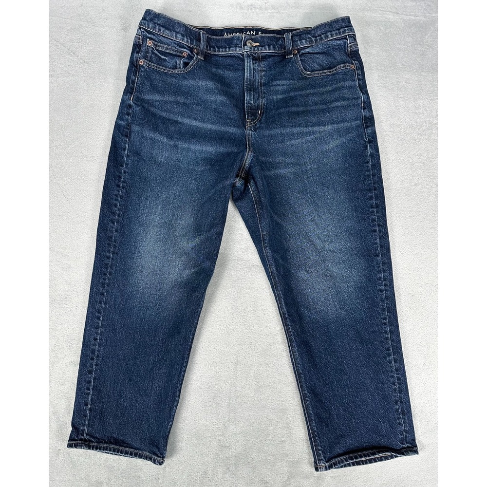 American Eagle Super High-Rise Ankle Straight Jeans Women's 18 Short Dark Wash